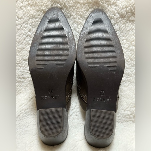 ROPER Beth Mule Slide Cowgirl Shoes US Womens Sz 8.5 Brown Detailed Faux Leather - Picture 7 of 11
